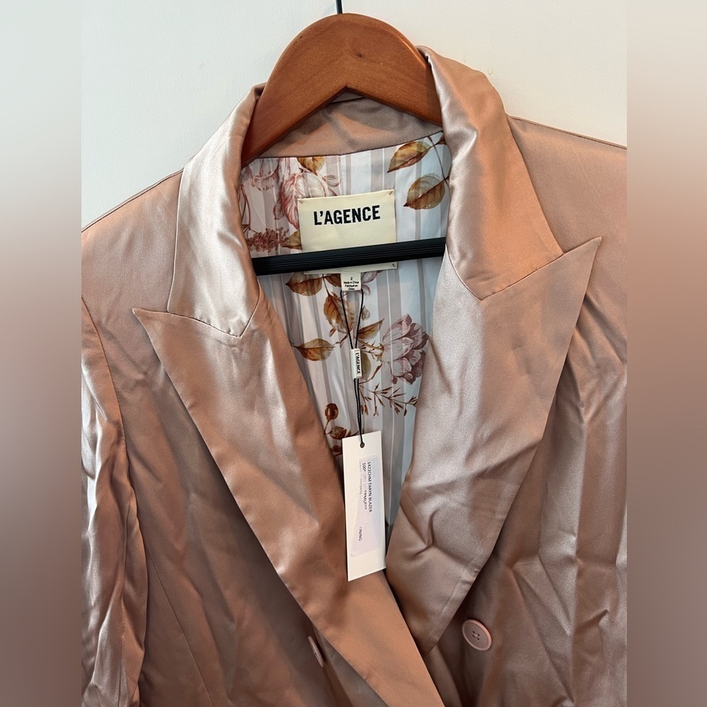 L'AGENCE 100% Silk Double-Breasted Blazer Jacket 2 - Picture 14 of 16
